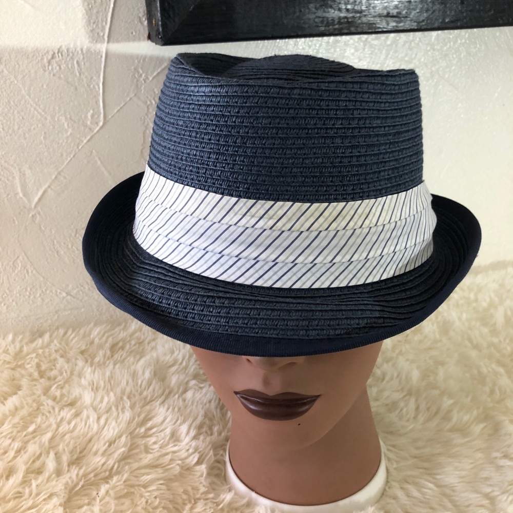 Broner Blue Fedora with Stylish Striped Band